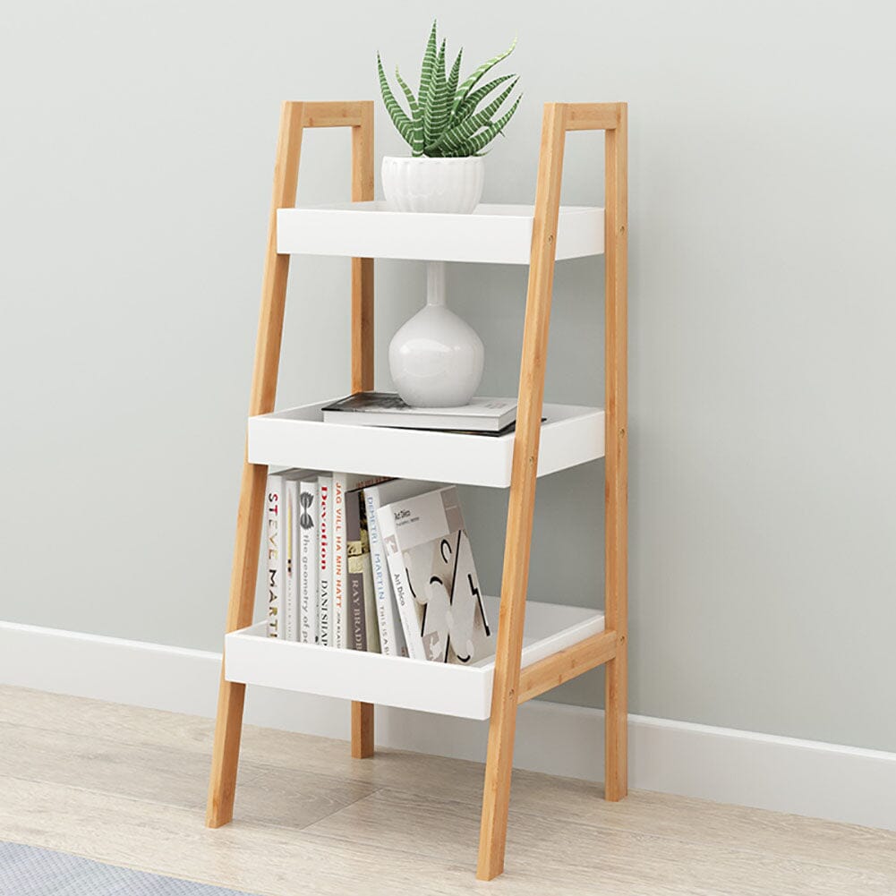 3-Tier Nordic Freestanding Wooden Ladder Shelf Storage Organizer Shelves & Racks Living and Home 