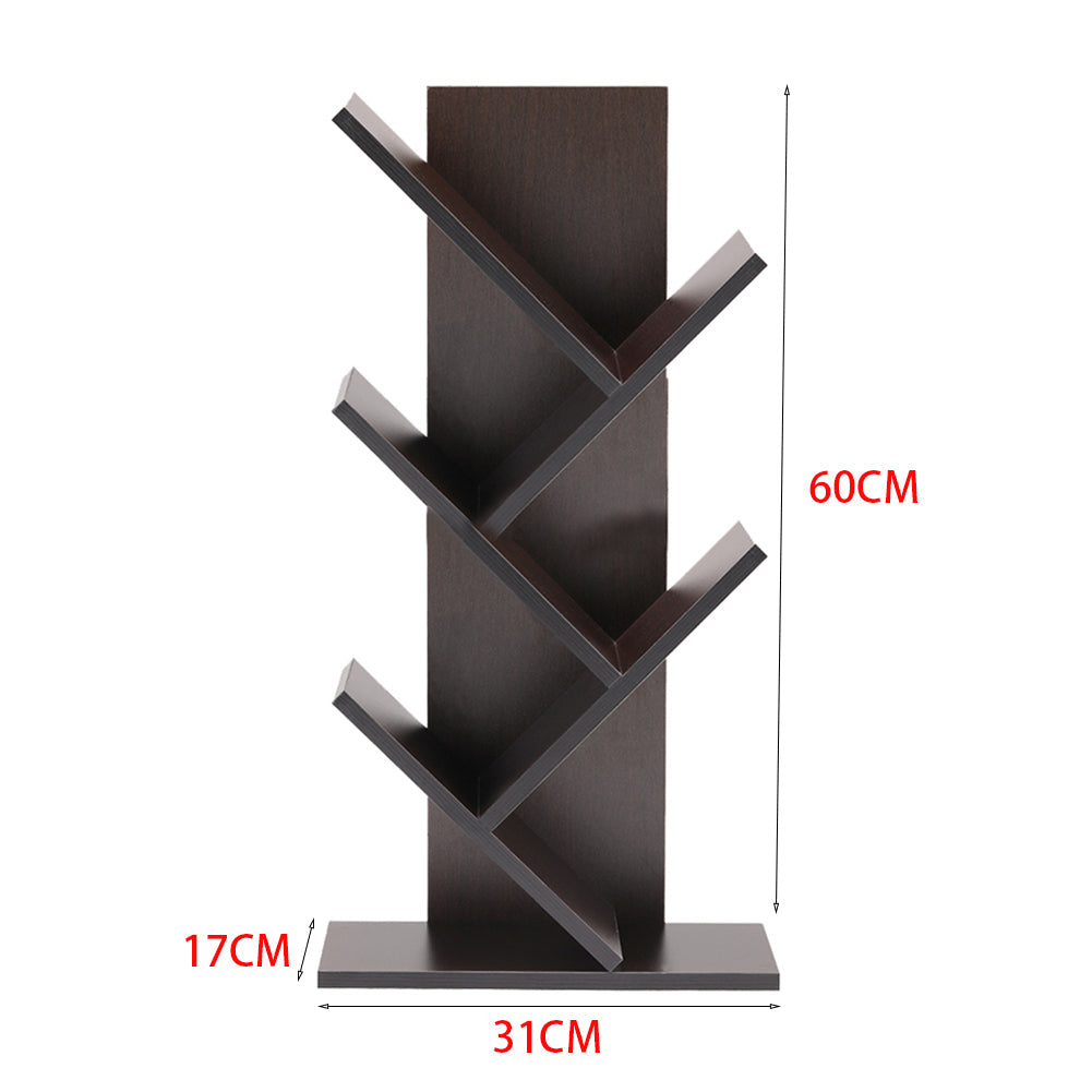 Freestanding Floor Bookshelf Wooden Tree-like Tabletop Display Shelf Shelves & Racks Living and Home 