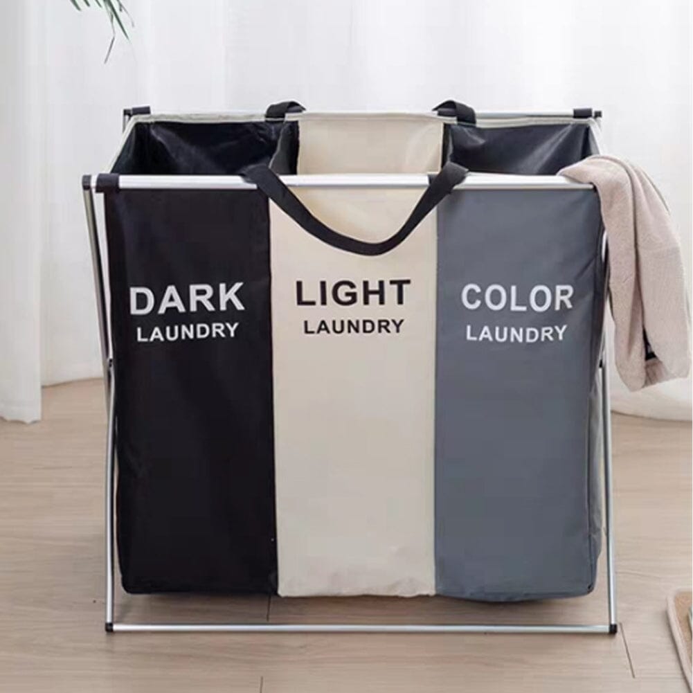 3 Grid Large Laundry Basket Sorter Hamper with Aluminum Frame Laundry Baskets Living and Home 