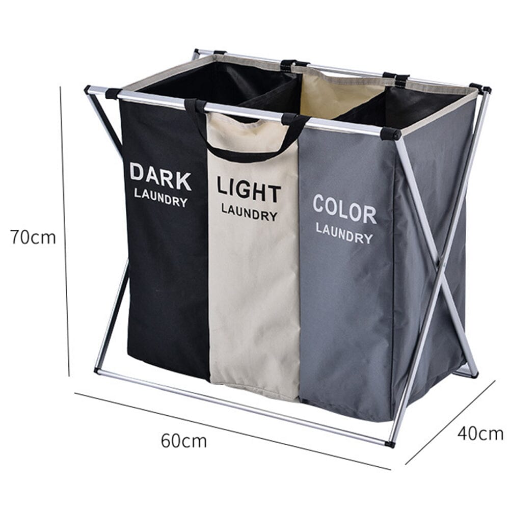 3 Grid Large Laundry Basket Sorter Hamper with Aluminum Frame Laundry Baskets Living and Home 