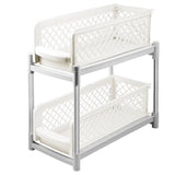 2 Tier Shelf Corner Organizer Bathroom Caddy Kitchen Storage Rack White Shower Caddies Living and Home 