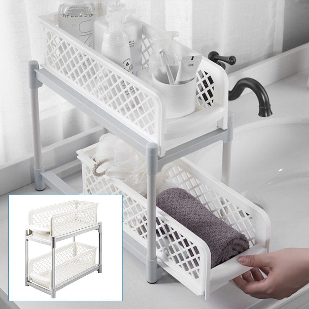 2 Tier Shelf Corner Organizer Bathroom Caddy Kitchen Storage Rack White Shower Caddies Living and Home 