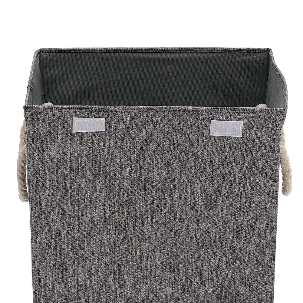 Cotton Flax Hamper Laundry Baskets Foldable Washing Clothes Storage with Lid - Grey Laundry Baskets Living and Home 