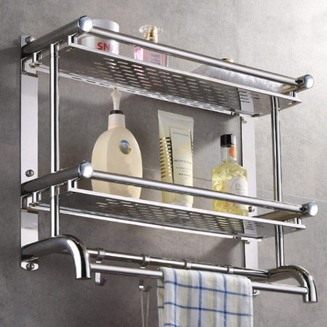 Stainless Steel Bathroom Shelf Storage Toilet Shelf Organizer Wall Mounted Shower Caddies Living and Home 