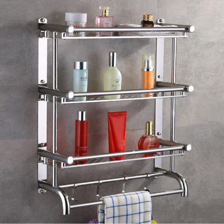 Stainless Steel Bathroom Shelf Storage Toilet Shelf Organizer Wall Mounted Shower Caddies Living and Home 