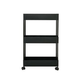 Shelf Trolley Cart Storage Rack for Kitchen Bathroom Kitchen Trolleys Living and Home 3-Tier Black 