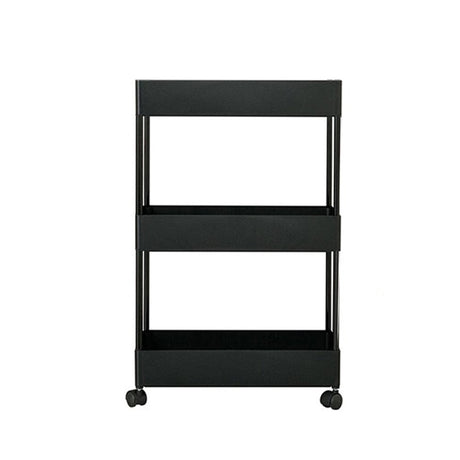 Shelf Trolley Cart Storage Rack for Kitchen Bathroom Kitchen Trolleys Living and Home 3-Tier Black 