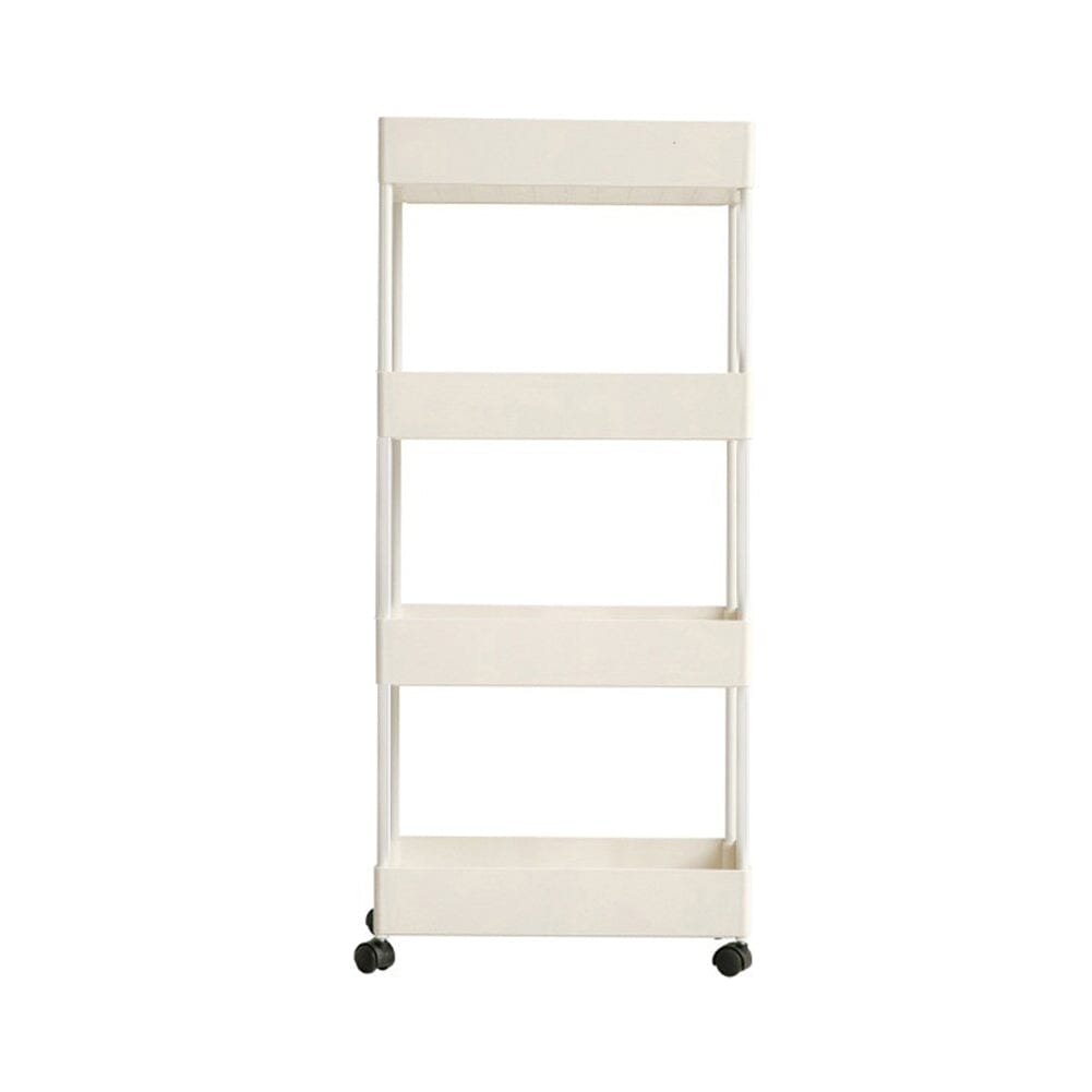 Shelf Trolley Cart Storage Rack for Kitchen Bathroom Kitchen Trolleys Living and Home 4-Tier White 