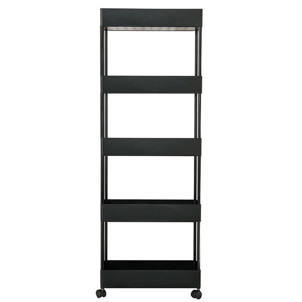 Shelf Trolley Cart Storage Rack for Kitchen Bathroom Kitchen Trolleys Living and Home 5-Tier Black 