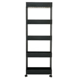 Shelf Trolley Cart Storage Rack for Kitchen Bathroom Kitchen Trolleys Living and Home 5-Tier Black 