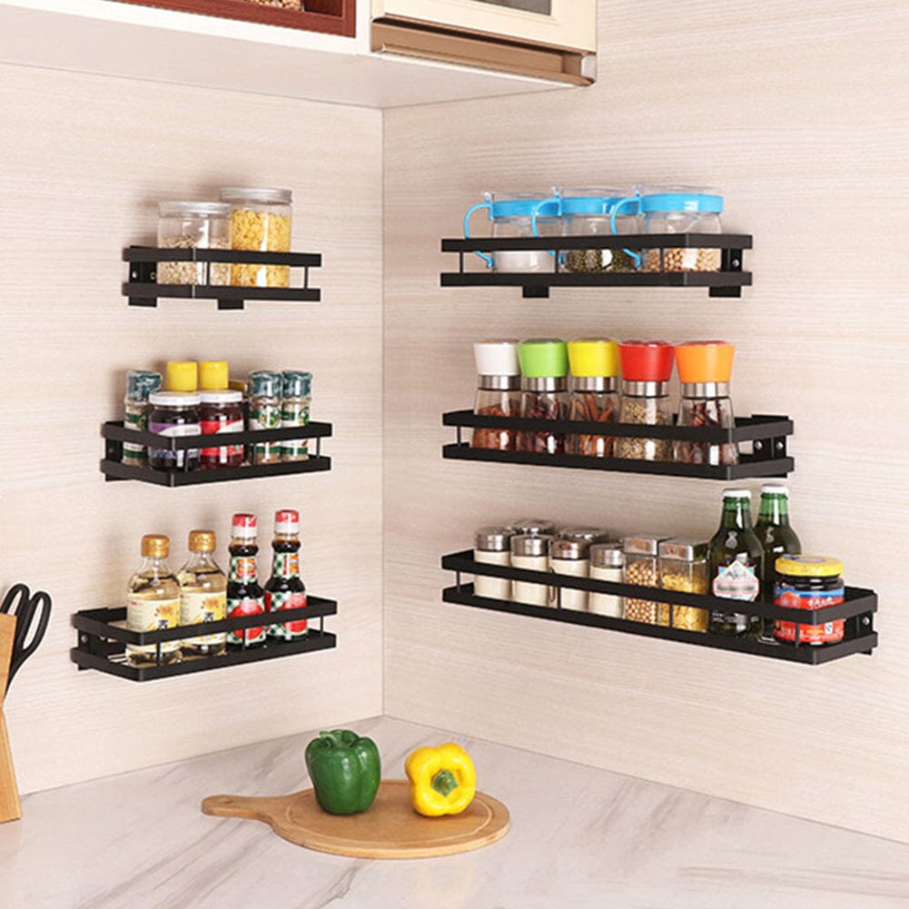 Bathroom Black Wall Mounted Organizer Spice Rack Storage Rack Shower Caddies Living and Home 