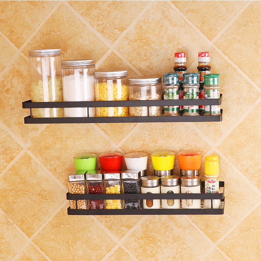 Bathroom Black Wall Mounted Organizer Spice Rack Storage Rack Shower Caddies Living and Home 