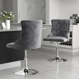 Swivel Velvet Barstool with Ajustable Lift Height Bar Stools Living and Home Grey 