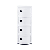 Cylindrical 4-Tier Plastic Storage Drawer Unit Storage Drawer Living and Home White 