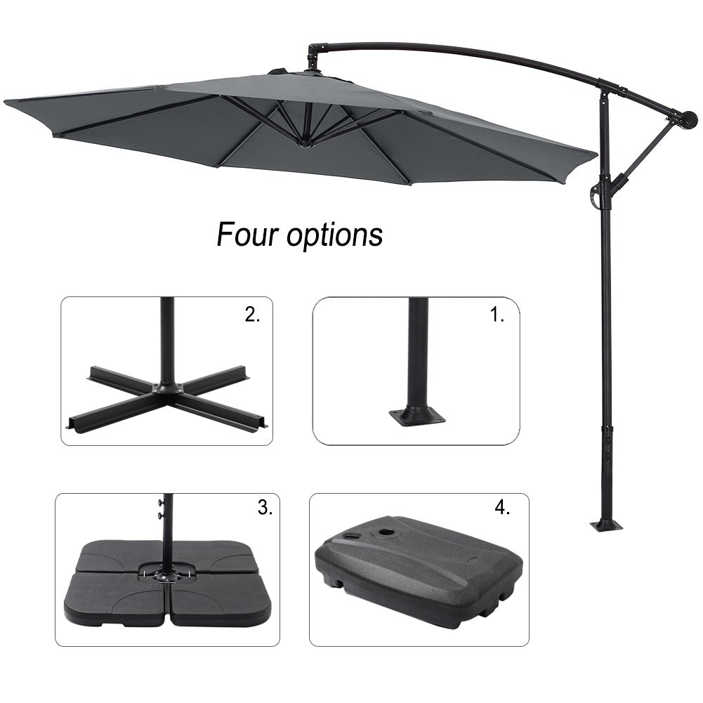 3M Dark Grey Sun Parasol Hanging Banana Umbrella Parasols Living and Home 