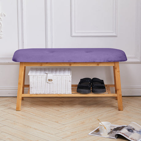 Shoe Bench Bamboo 2 Tier with Shoe Storage Rack Bench Living and Home 