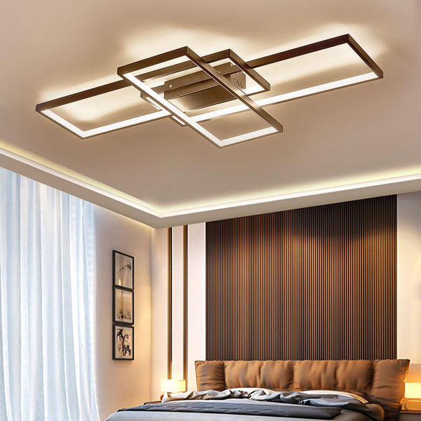 Modern LED Ceiling Light with 3 Black Rectangle Lampshades – Living and ...