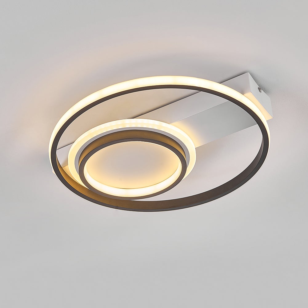 Modern LED Ceiling Light with 2 Circular Rings in Black Dimmable/Non-Dimmable Ceiling Light Living and Home 