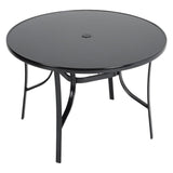 Outdoor Round Dining Set Tempered Glass Table and Rattan Chairs GARDEN DINING SETS Living and Home 