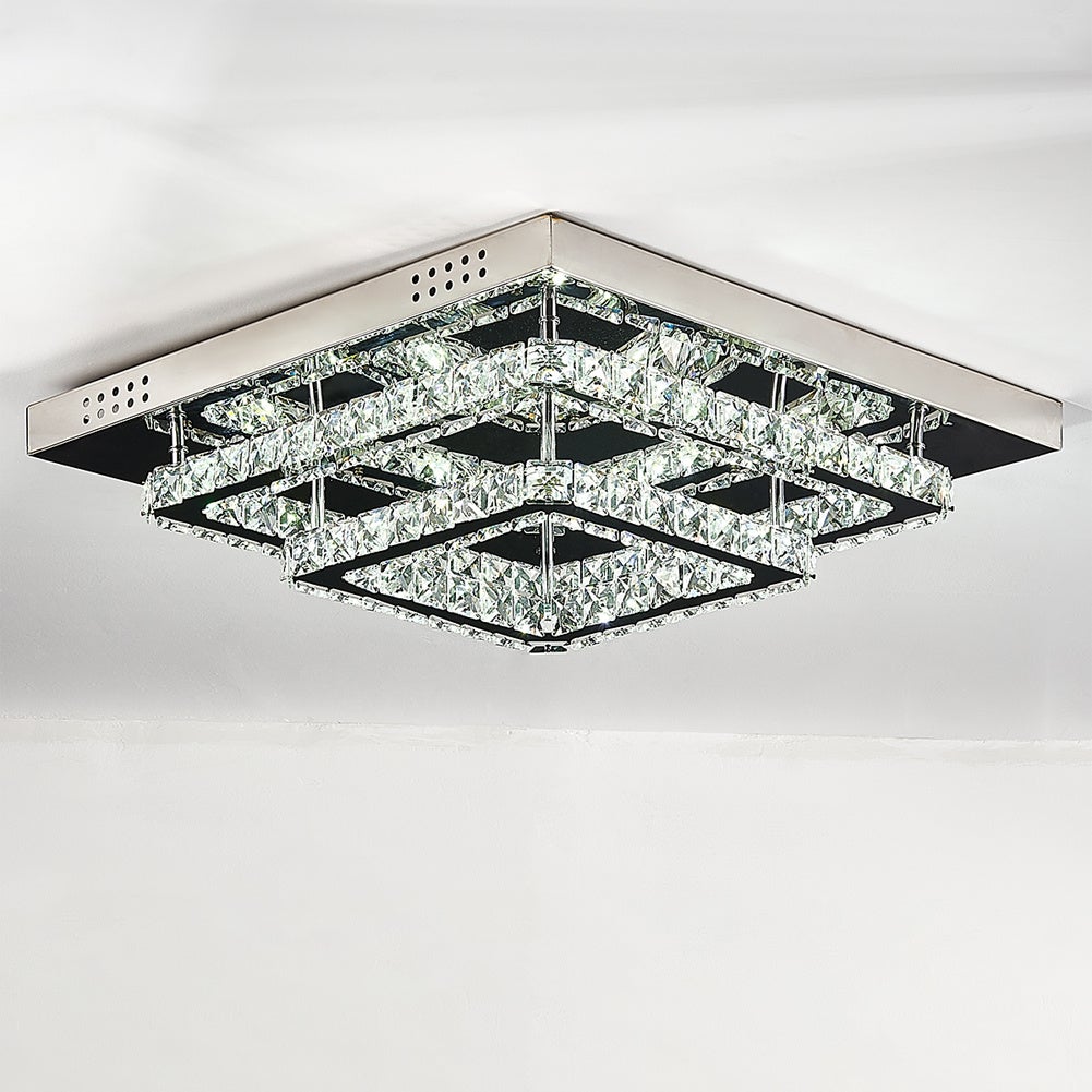 Modern Square Tiered Crystal Ceiling Light Ceiling Light Living and Home 