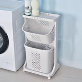 2/3-Tier Bathroom Plastic Storage Trolley Laundry Basket Laundry Baskets Living and Home 