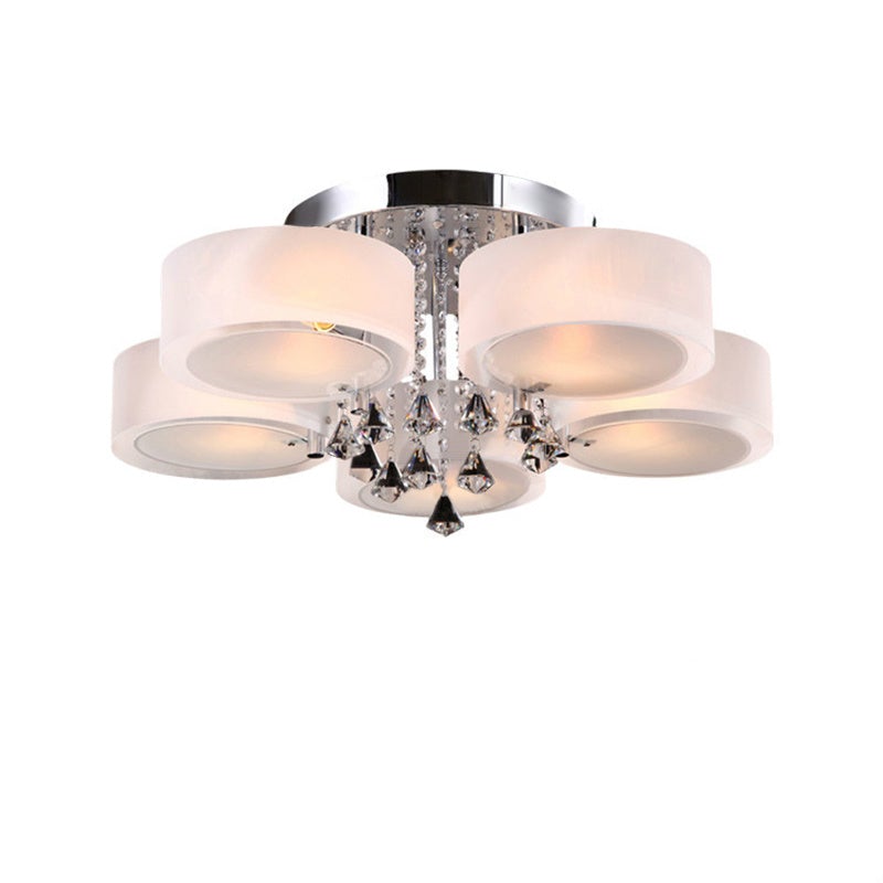 Ceiling Light Semi-Flush Mount , Cylindrical Acrylic Lampshades, Crystal Drops Ceiling Light Living and Home 