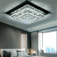 Double Layer Chrome Finished Square LED Ceiling Light with Luxury Crystal Ball Drops Ceiling Light Fixtures Living and Home 