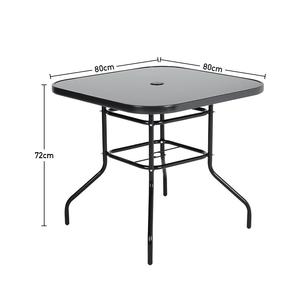 Garden Square Tempered Glass Table and Rattan Chairs GARDEN DINING SETS Living and Home 