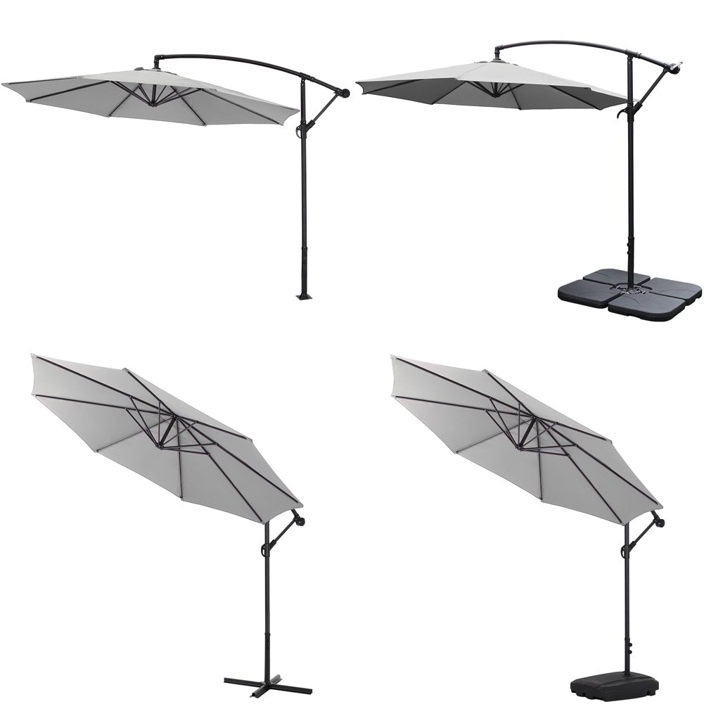 3M Light Grey Sun Parasol Hanging Banana Umbrella Parasols Living and Home 