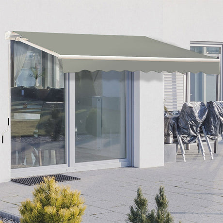 Retractable Patio Awning - Manual Shelter - Grey Awnings Living and Home 