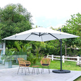 Copy of Light Grey 3 x 3 m Square Cantilever Parasol Outdoor Hanging Umbrella for Garden and Patio Parasols Living and Home Parasol + Cross Base + Round Water Tank 