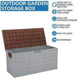 Outdoor Grey Chest Storage Box wih Brown Cover Garden storage Living and Home 